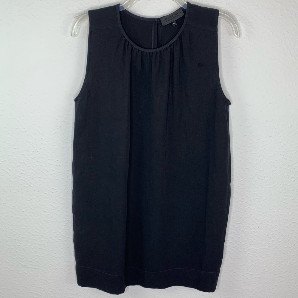 Nili Lotan Silk Black Sleeveless Cut Out Back Mini Dress F2 D217